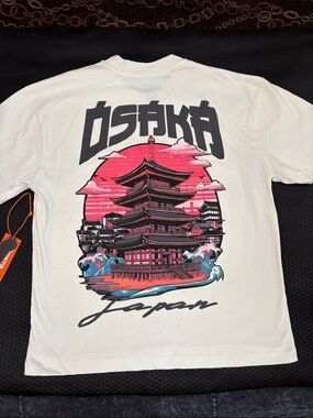 OSAKA JAPAN PAGODA - Japanese graphic shirt with embroidery